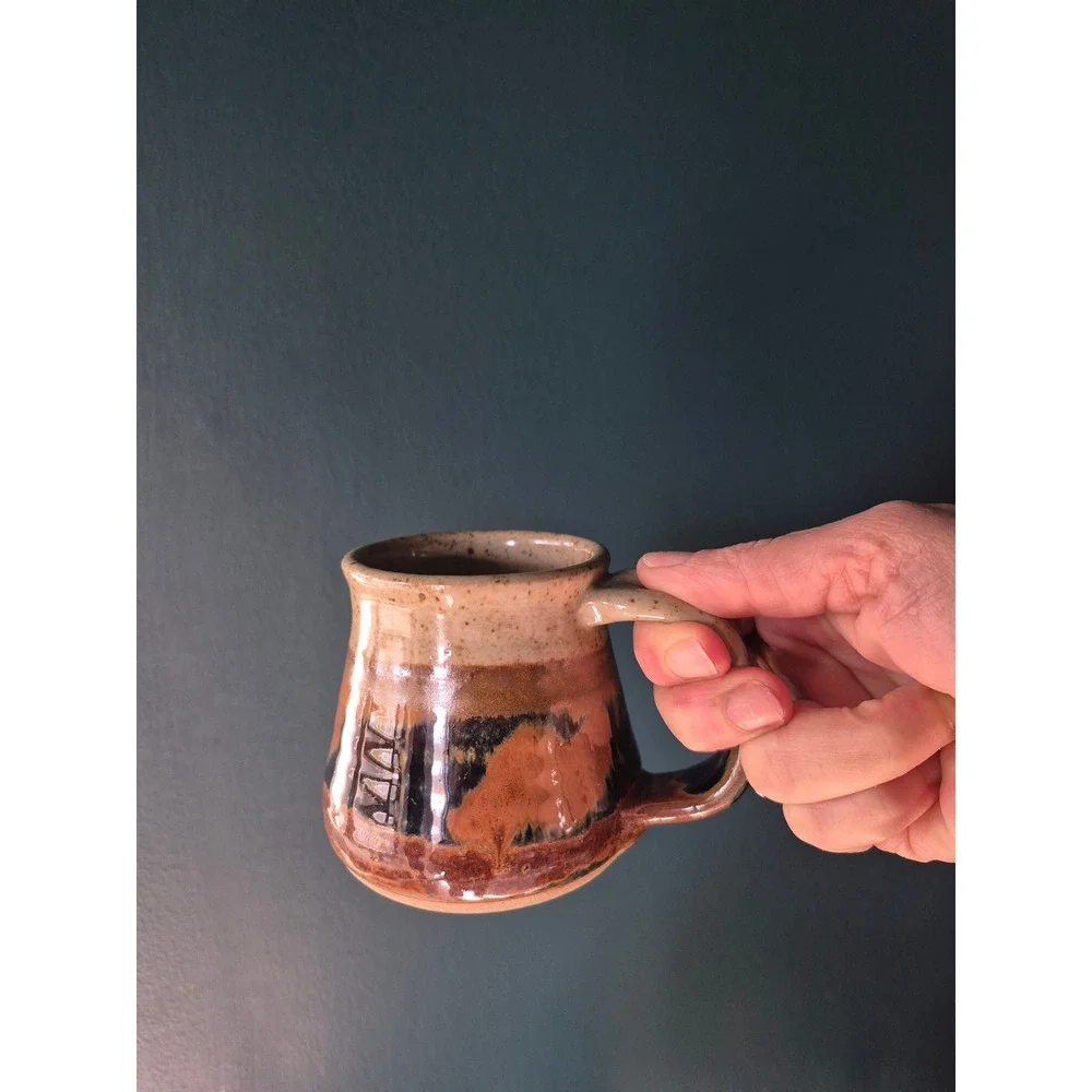 Vintage Studio Pottery Pitcher Mug Set Handmade Stoneware Rustic Farmhouse‎